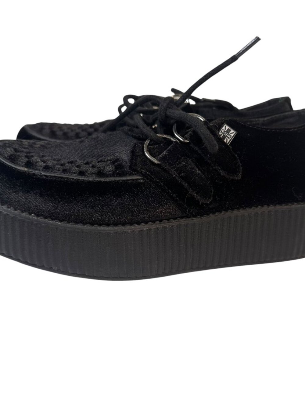 TUK Viva Mondo Black Velvet Creepers Shoes Platforms Goth Punk Rockabilly W7/M5